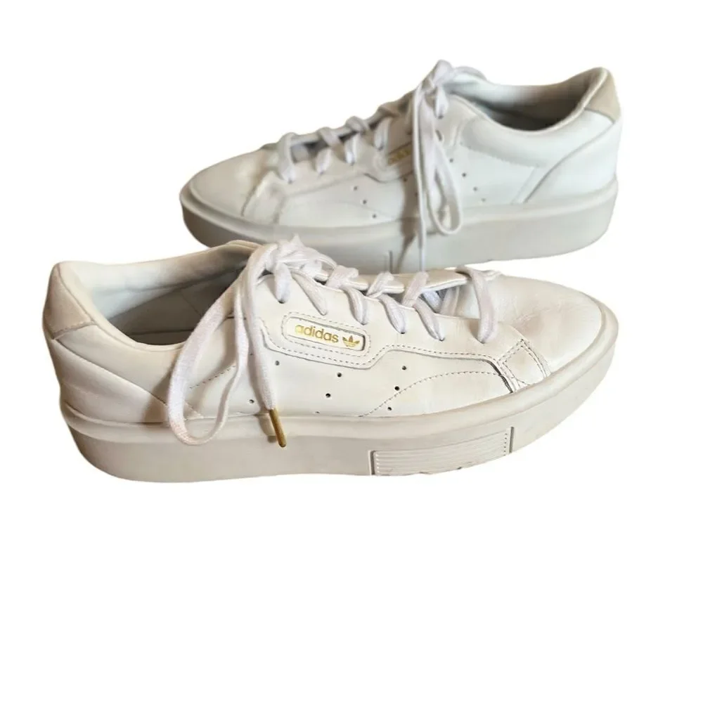Adidas Sleek Pointed Toe Sneakers White Size 8